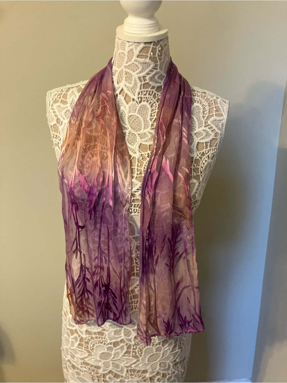 Silk Blend Purple & Pink Ombre Scarf